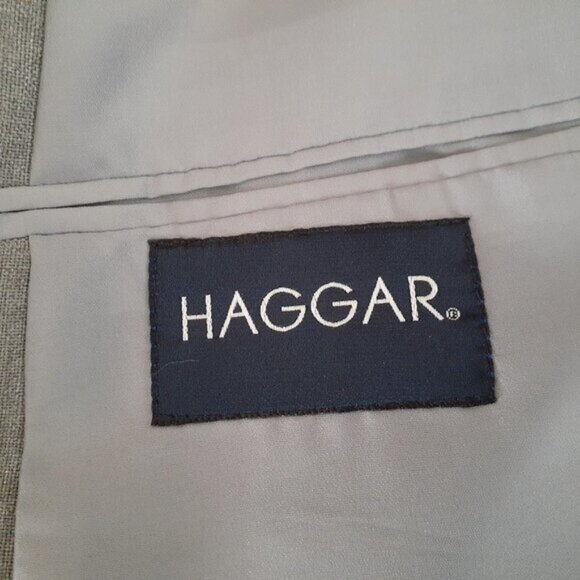 Men's HAGGAR Gray Blazer, Sports Jacket with Gold, Crest Buttons; Size 46 - Picture 5 of 7